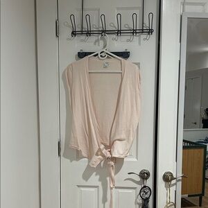 J. Crew Light Pink Short Sleeve Tie-Front Top